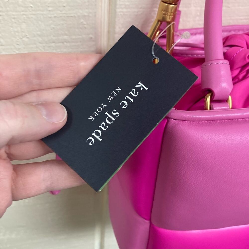 New Kate Spade Purse Boxxy Tote Vivid Snap Pink Quilted Handbag - Picture 6 of 16